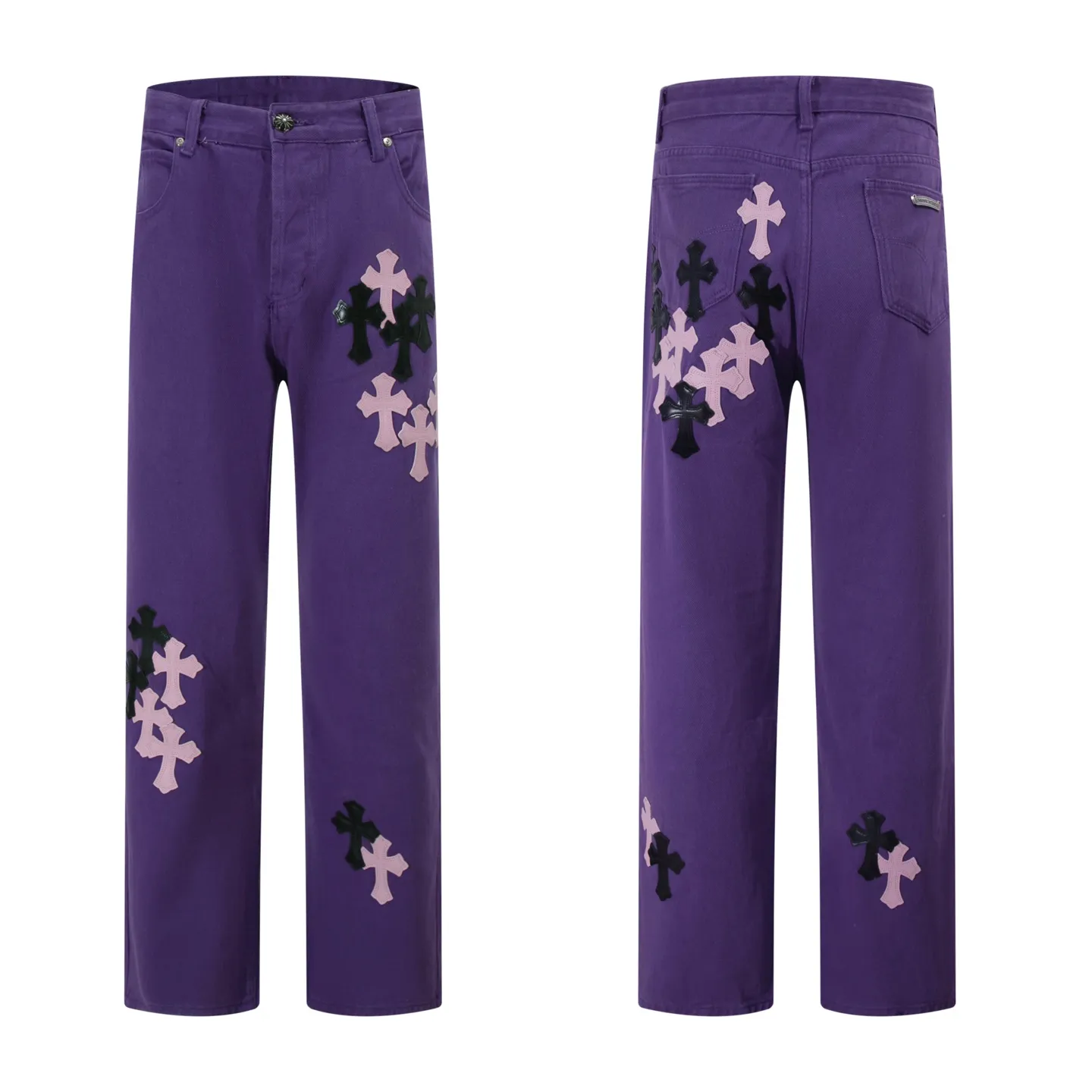 P240 Style number: H908 Croxin & 𝐂𝐡𝐫𝐨𝐦𝐞 𝐇𝐞𝐚𝐫𝐭 ss25 purple trousers and leather limited edition jeans. Styles with different washed textures are very friendly to people with thin legs and thick legs. The slightly flared version perfectly modifies the leg shape. The timeless and moderate length makes it easy to match and match. It is the basis for various styles and is a must-have in your wardrobe! The fabric is stiff but also makes the upper body soft without losing texture. The washing process is even more perfect. It is a must-have item for everyone! ! ! Washed wheat, hang tag, pants label, three labels complete Color: purple Size: 28-30-32-34